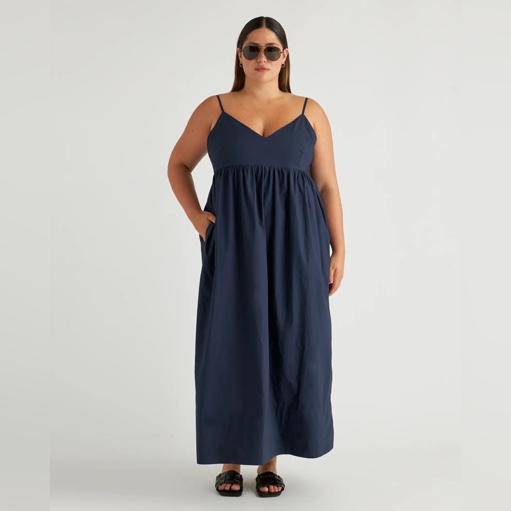100% Organic Cotton Sleeveless Maxi Dress - Navy